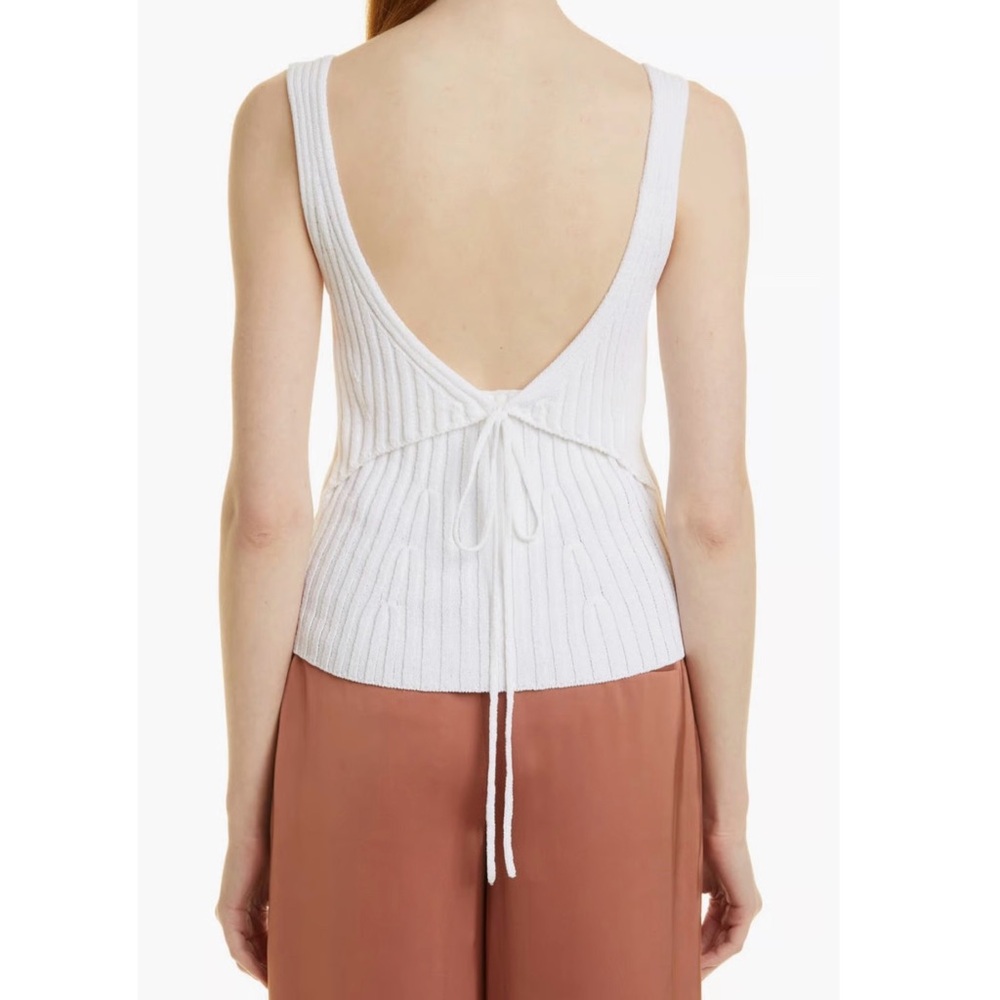 VINCE Rib Tie Back Cotton Blend Tank Top in Optic White Size XS - Picture 14 of 14